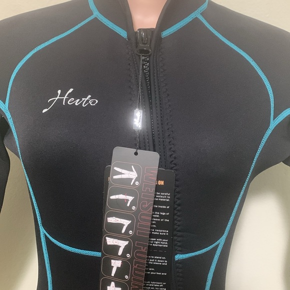 Hevto NWT black/ turquoise full wetsuit size M wetness & temperature guide - Picture 3 of 14